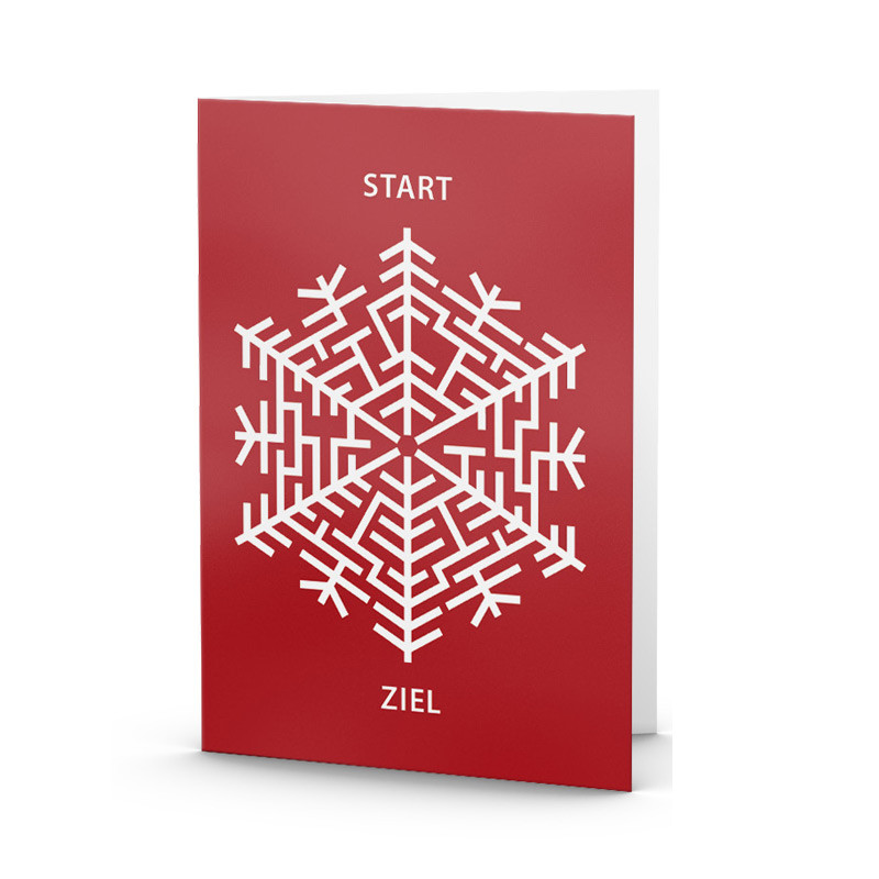 Labyrinth Schneeflocke Weihnachtskarte